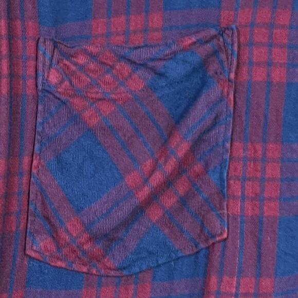 SO Long Sleeve Roll Tab Shirt Dress Pockets Size XL Red Blue Plaid - Picture 5 of 12